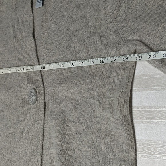 Carole Little Lamb's Cardigan Women Medium Open Front Wool & Angora Beige M - Picture 6 of 8